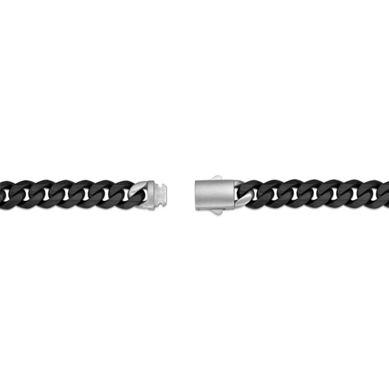 10.0mm Mariner Station Cuban Curb Chain Necklace in Solid Stainless Steel with Black Ion Plate - 24"