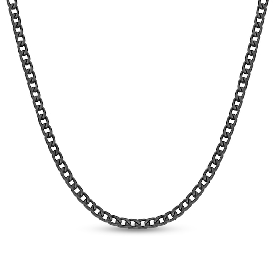 5.0mm Franco Chain Necklace in Solid Stainless Steel with Black Ion Plate - 24"
