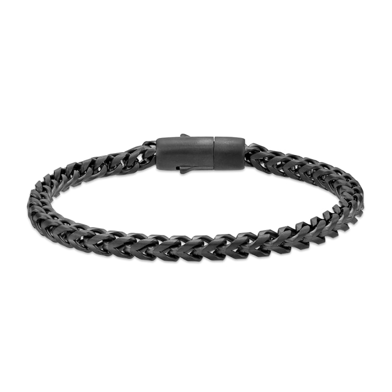 Main Image 1 of 5.0mm Franco Chain Bracelet in Solid Stainless Steel with Black Ion Plate - 8.5"