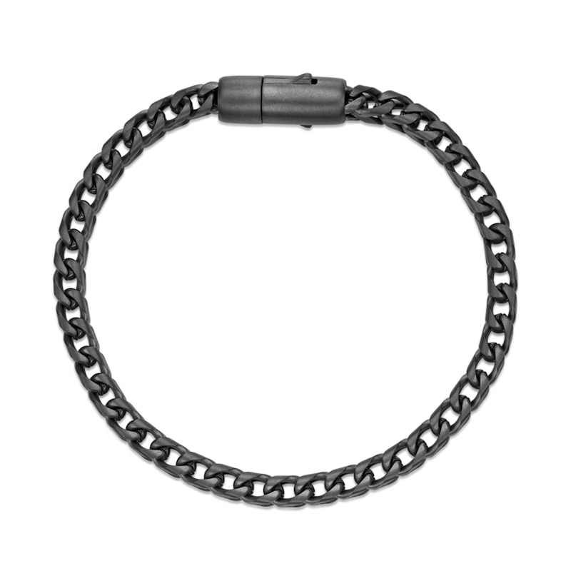 Main Image 2 of 5.0mm Franco Chain Bracelet in Solid Stainless Steel with Black Ion Plate - 8.5"