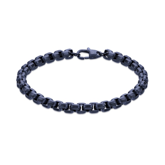6.0mm Box Chain Bracelet in Solid Stainless Steel with Grey Ion Plate - 8.5"