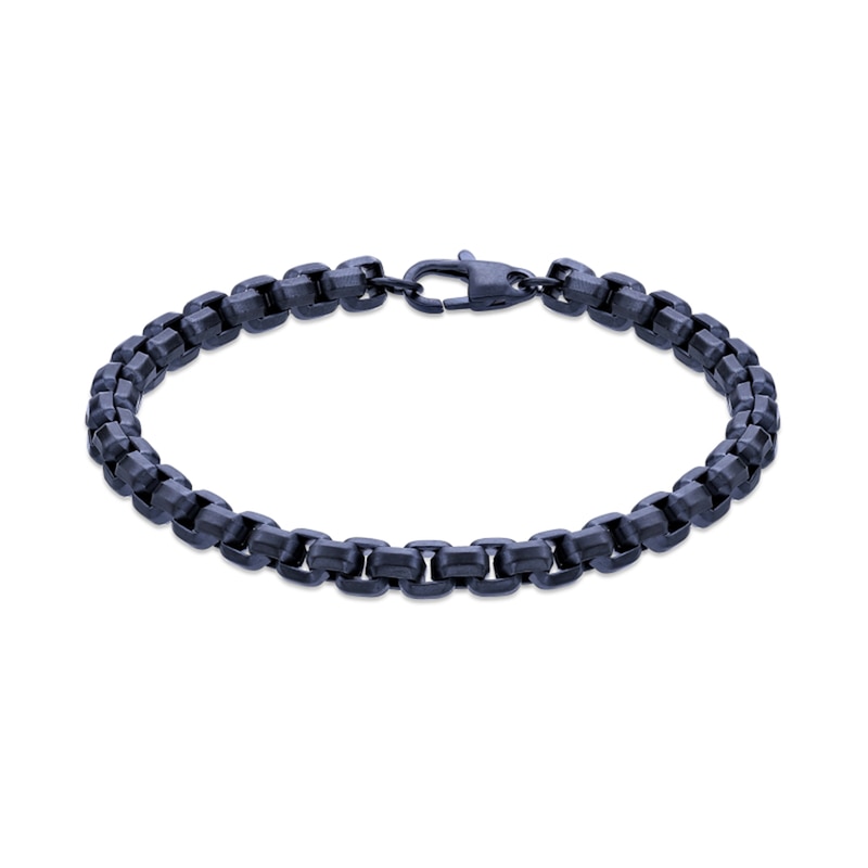 Main Image 1 of 6.0mm Box Chain Bracelet in Solid Stainless Steel with Grey Ion Plate - 8.5"
