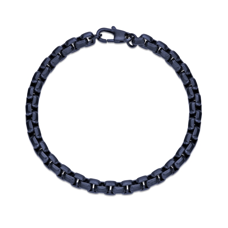 Main Image 2 of 6.0mm Box Chain Bracelet in Solid Stainless Steel with Grey Ion Plate - 8.5"