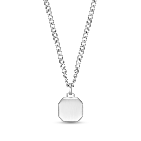 Satin Octagon Pendant in Stainless Steel - 24"