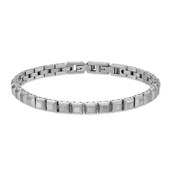 6.0mm Satin Pyramid Link Bracelet in Solid Stainless Steel - 8.25â