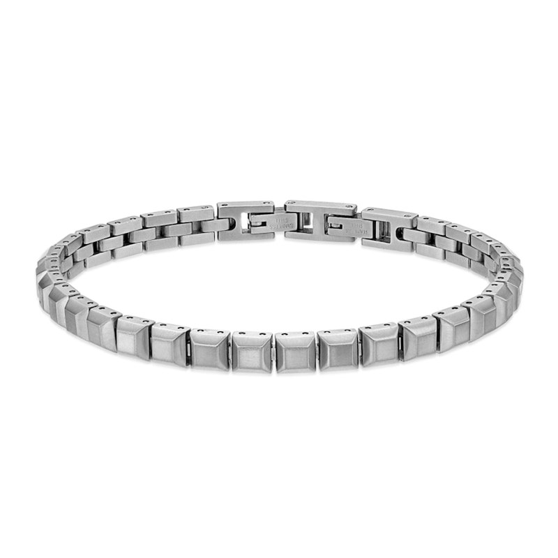 Main Image 1 of 6.0mm Satin Pyramid Link Bracelet in Solid Stainless Steel - 8.25”