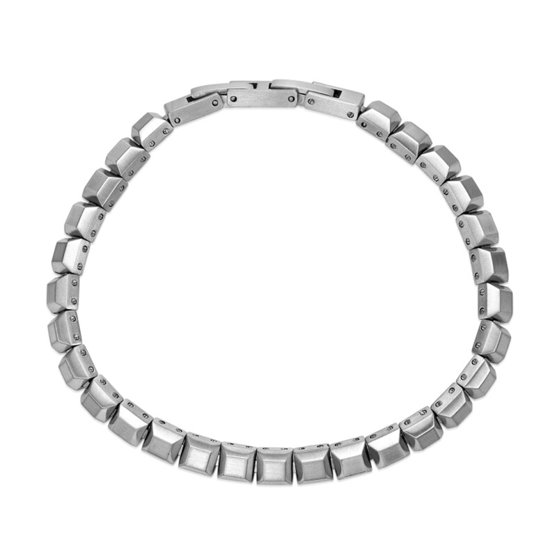 Main Image 4 of 6.0mm Satin Pyramid Link Bracelet in Solid Stainless Steel - 8.25”