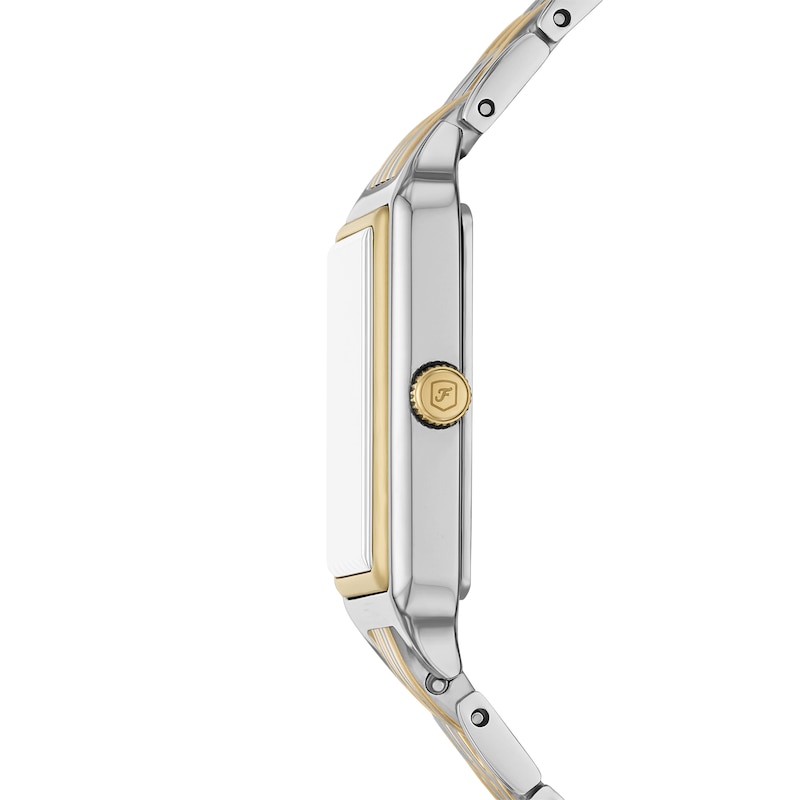 Main Image 3 of Ladies’ Fossil Raquel Two-Tone IP Watch with Rectangle Black Dial and Charm Bracelet Box Set (Model: ES5376SET)