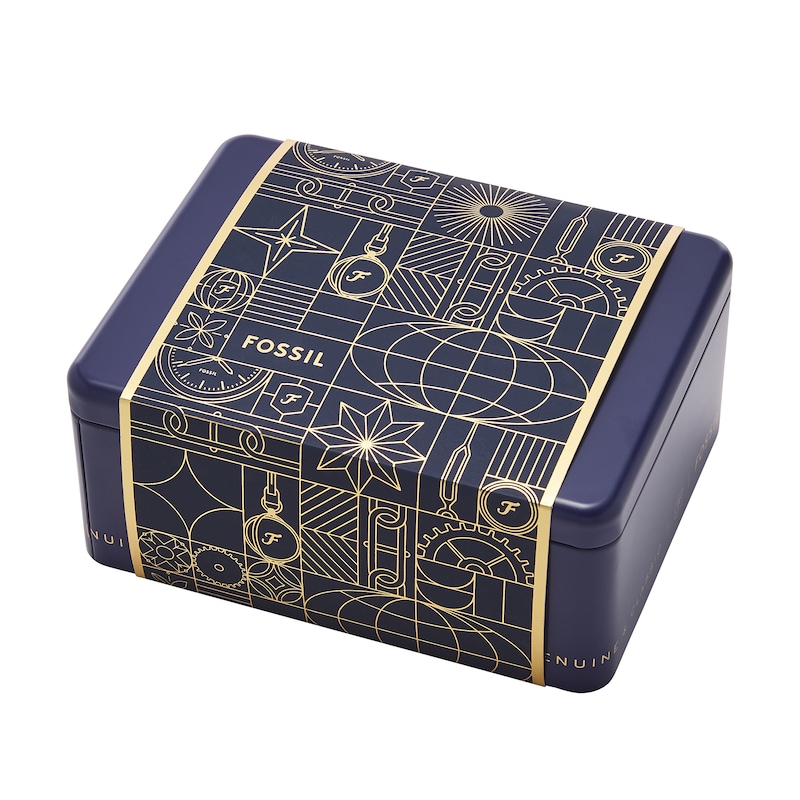 Main Image 5 of Ladies’ Fossil Raquel Two-Tone IP Watch with Rectangle Black Dial and Charm Bracelet Box Set (Model: ES5376SET)