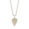 Thumbnail Image 1 of Hammered Cross Shield Pendant in Stainless Steel with Yellow Ion Plate - 24&quot;