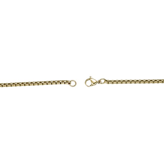 Hammered Cross Shield Pendant in Stainless Steel with Yellow Ion Plate - 24"