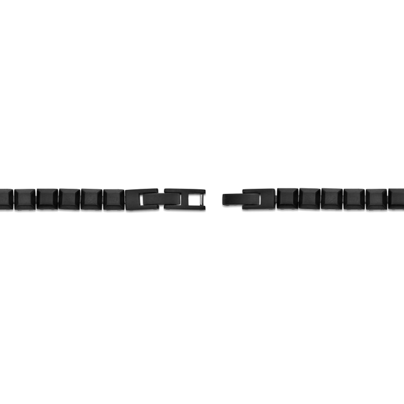 Main Image 3 of 6.0mm Satin Pyramid Link Bracelet in Solid Stainless Steel with Black Ion Plate - 8.25”
