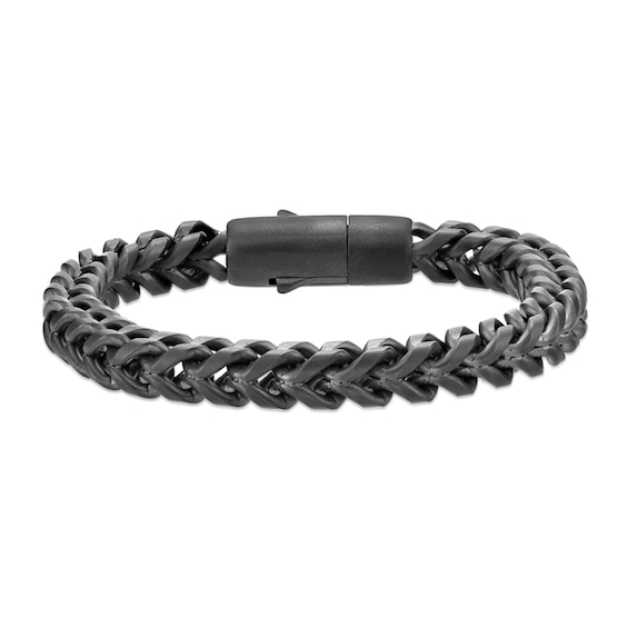 8.0mm Franco Chain Bracelet in Solid Stainless Steel with Black Ion Plate - 8.5"