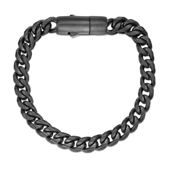 8.0mm Franco Chain Bracelet in Solid Stainless Steel with Black Ion Plate - 8.5"