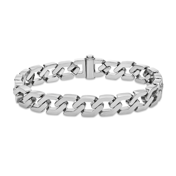 10.0mm Hexagon Link Chain Bracelet in Solid Stainless Steel - 8.5”