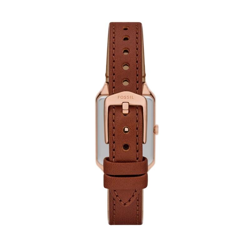 Main Image 2 of Ladies’ Fossil Raquel Rose-Tone Strap Watch with Rectangle White Dial and Charm Bracelet Box Set (Model: ES5377SET)