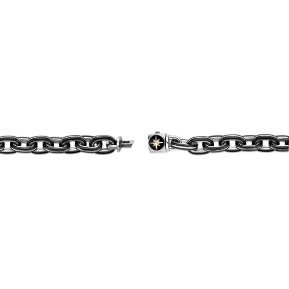 10.0mm Oval Link Bracelet in Solid Stainless Steel with Black and Yellow Ion Plate - 8.5"