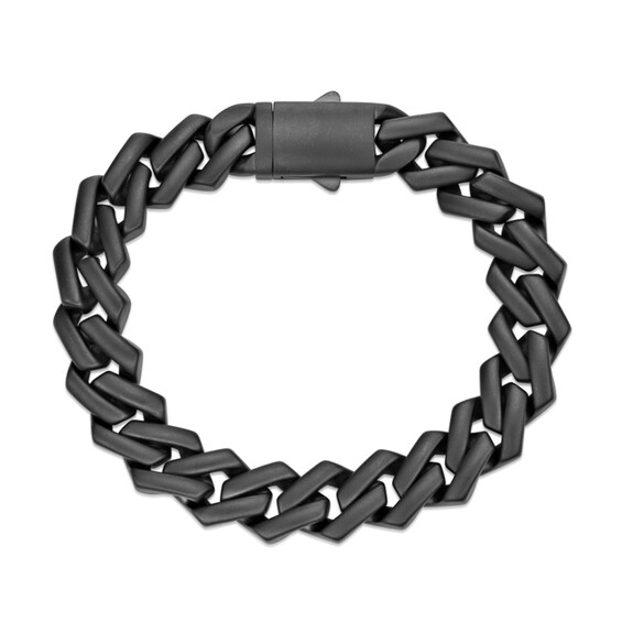 12.0mm Geometric Link Chain Bracelet in Solid Stainless Steel with Black Ion Plate - 8.5"