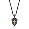 Thumbnail Image 1 of Hammered Cross Shield Pendant in Stainless Steel with Black and Yellow Ion Plate - 24"