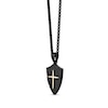 Thumbnail Image 2 of Hammered Cross Shield Pendant in Stainless Steel with Black and Yellow Ion Plate - 24"