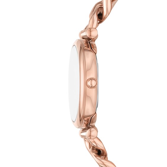 Ladiesâ Fossil Carlie Rose-Tone IP Watch with Grey Dial and Crystal Tennis Bracelet Box Set (Model: Es5378Set)