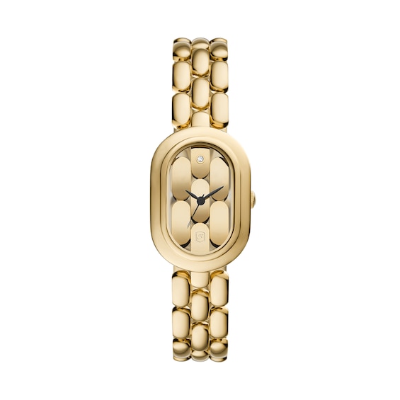 Ladiesâ Fossil Sloan Crystal Accent Gold-Tone IP Watch with Oval Gold-Toned Dial (Model: Es5380)