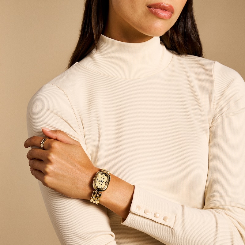 Main Image 4 of Ladies’ Fossil Sloan Crystal Accent Gold-Tone IP Watch with Oval Gold-Toned Dial (Model: ES5380)