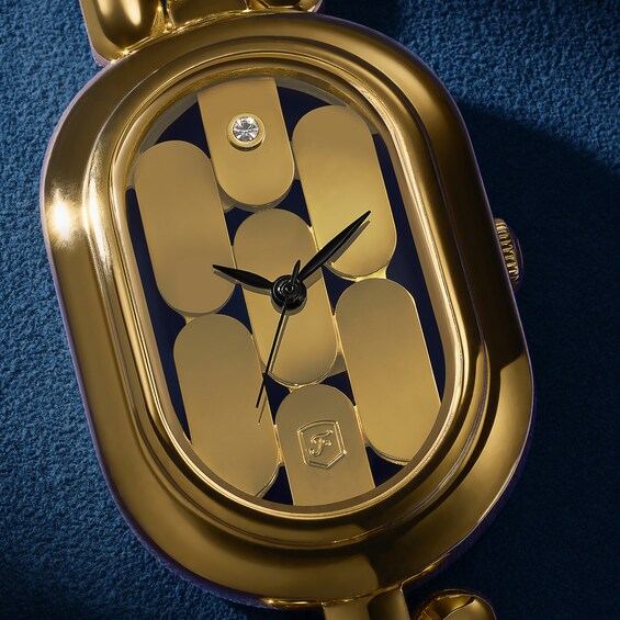 Ladiesâ Fossil Sloan Crystal Accent Gold-Tone IP Watch with Oval Gold-Toned Dial (Model: Es5380)