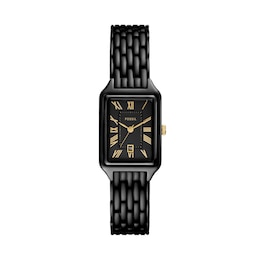 Ladies' Fossil Raquel Black IP Watch with Rectangular Black Dial (Model: ES5385)