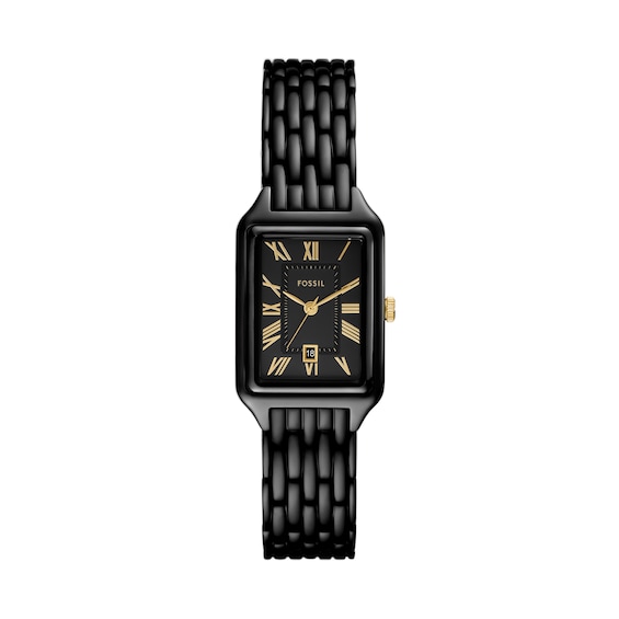 Ladies' Fossil Raquel Black IP Watch with Rectangular Black Dial (Model: Es5385)