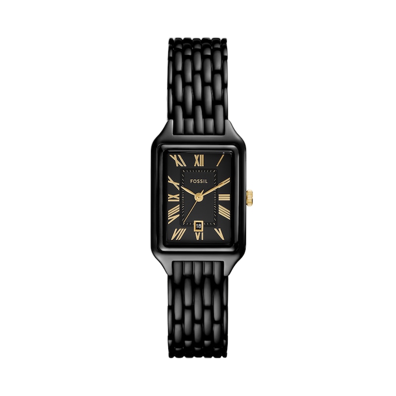 Main Image 1 of Ladies' Fossil Raquel Black IP Watch with Rectangular Black Dial (Model: ES5385)