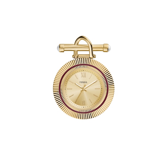Ladiesâ Fossil Scarlette Gold-Tone IP Brooch Watch with Gold-Toned Dial (Model: Es5384)