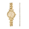 Thumbnail Image 1 of Ladies’ Fossil Carlie Gold-Tone IP Watch with Gold-Toned Dial and Crystal Tennis Bracelet Box Set (Model: ES5387SET)