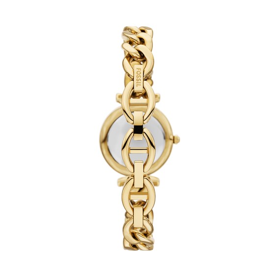 Ladiesâ Fossil Carlie Gold-Tone IP Watch with Gold-Toned Dial and Crystal Tennis Bracelet Box Set (Model: Es5387Set)