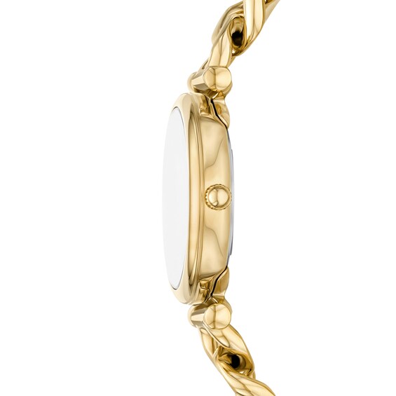 Ladiesâ Fossil Carlie Gold-Tone IP Watch with Gold-Toned Dial and Crystal Tennis Bracelet Box Set (Model: Es5387Set)