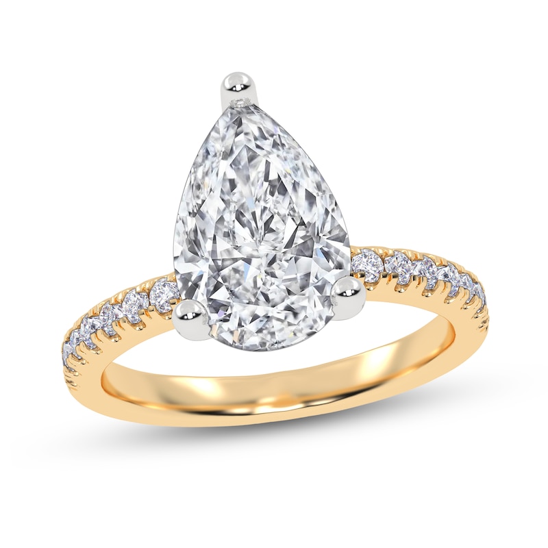Main Image 1 of 2-1/4 CT. T.W. Pear-Shaped Certified Lab-Grown Diamond Engagement Ring in 14K Gold (I/SI2)