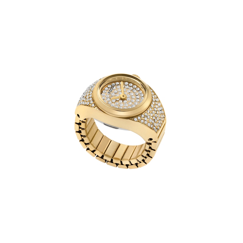 Main Image 1 of Ladies' Fossil Crystal Gold-Tone IP Ring Watch with Gold-Toned Dial (Model: ES5392)