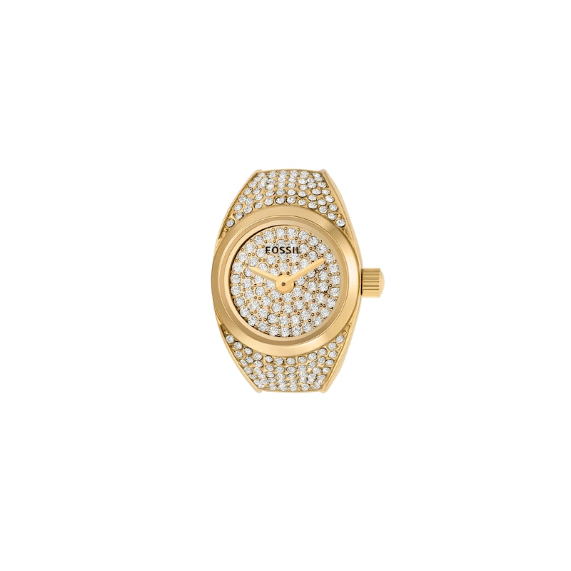 Main Image 2 of Ladies' Fossil Crystal Gold-Tone IP Ring Watch with Gold-Toned Dial (Model: ES5392)