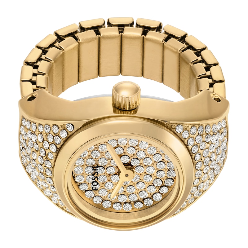 Main Image 3 of Ladies' Fossil Crystal Gold-Tone IP Ring Watch with Gold-Toned Dial (Model: ES5392)