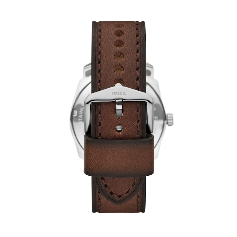Main Image 2 of Men’s Fossil Machine Brown Leather Strap Watch with Green Dial (Model: FS6085)