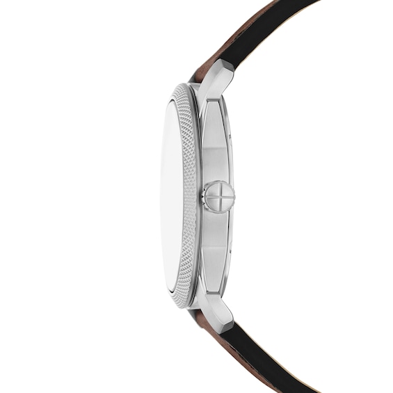 Menâs Fossil Machine Brown Leather Strap Watch with Green Dial (Model: Fs6085)