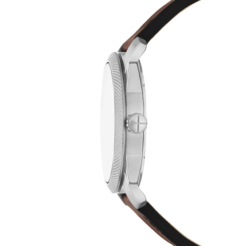 Main Image 3 of Men’s Fossil Machine Brown Leather Strap Watch with Green Dial (Model: FS6085)