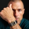 Thumbnail Image 4 of Men’s Fossil Carraway Gold-Tone IP Black Leather Strap Watch with Rectangular Black Sunray Dial (Model: FS6091)
