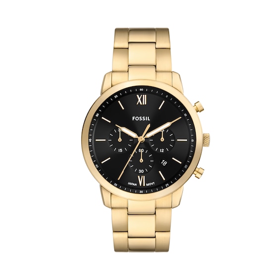 Menâs Fossil Neutra Gold-Tone IP Chronograph Watch with Black Sunray Dial (Model: Fs6093)