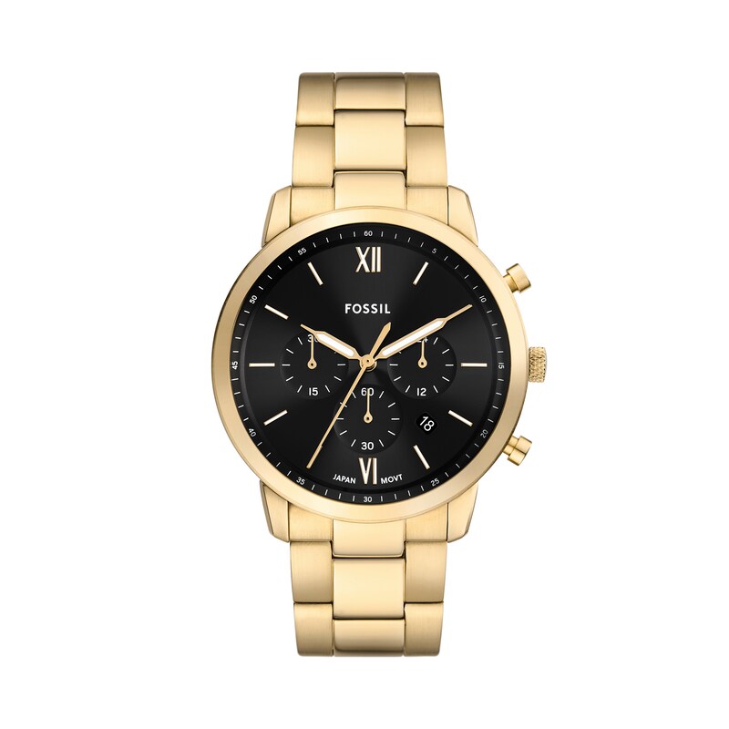 Main Image 1 of Men’s Fossil Neutra Gold-Tone IP Chronograph Watch with Black Sunray Dial (Model: FS6093)