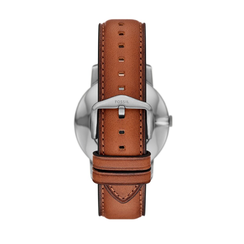 Main Image 2 of Men’s Fossil Minimalist Brown Leather Strap Watch with Sunray Green Dial (Model: FS6094)
