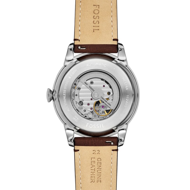 Main Image 4 of Men’s Fossil Townsman Brown Leather Strap Chronograph Automatic Watch with Ivory Dial (Model: ME3266)