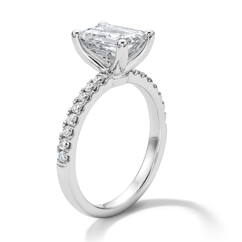 Main Image 5 of 2-1/4 CT. T.W. Emerald-Cut Certified Lab-Grown Diamond Engagement Ring in 14K White Gold (F/VS2)