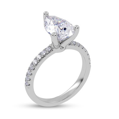 4ct Pear Cut Lab Created Diamond Engagement Ring - 14K White Gold Finish, Sterling Silver, VVS1, D Color (IraTouchJewellery, Sizes 3-14)