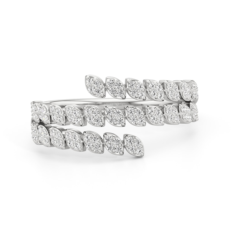Main Image 1 of 1/4 CT. T.W. Marquise-Shaped Multi-Diamond Spiral Ring in Sterling Silver
